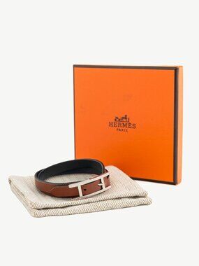 Hermes Behapi Double Tour Noir & Fauve Chamonix & Tadelakt Bracelet